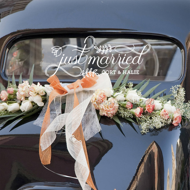 Fancy Just Married Car Sign Custom Vinyl Decal Wedding Car Sticker  personalised Name Art Decals Window Glass Decor New LC775 - AliExpress